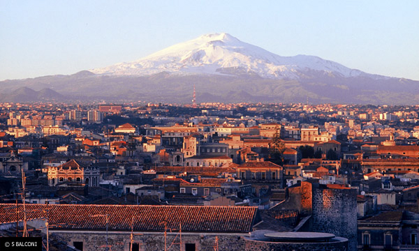 View of Catania and Etna from our rooftop